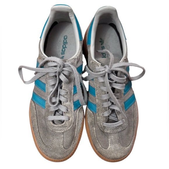 Adidas Handball Skezial Sneakers Kids 3.5Y Retro 70s Sporty Grey Teal Lace Up - Picture 5 of 10